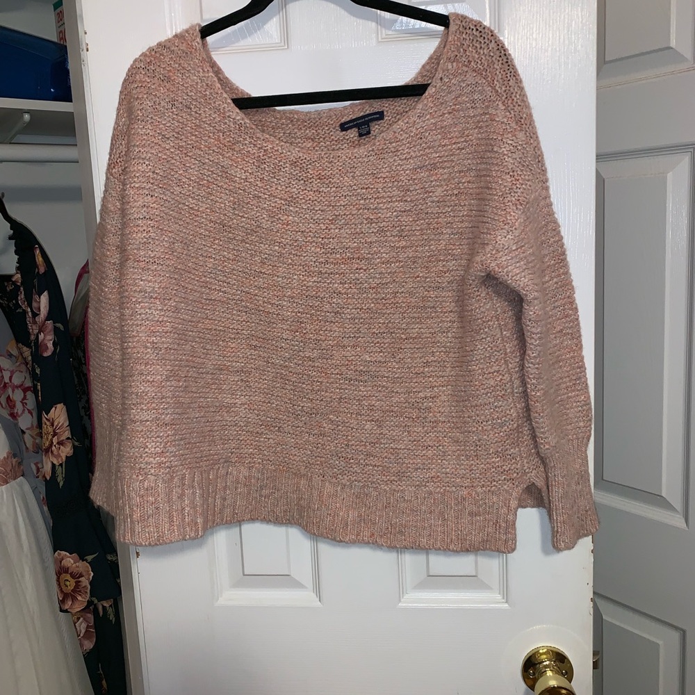 American Eagle off the shoulder pink sweater!